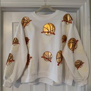 Queen of Sparkles White Basketball Hoop Sweatshirt